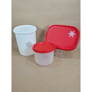 Vintage Tupperware Set of 3 Holiday Container Canisters W/ Lids #811, 1963, 1493